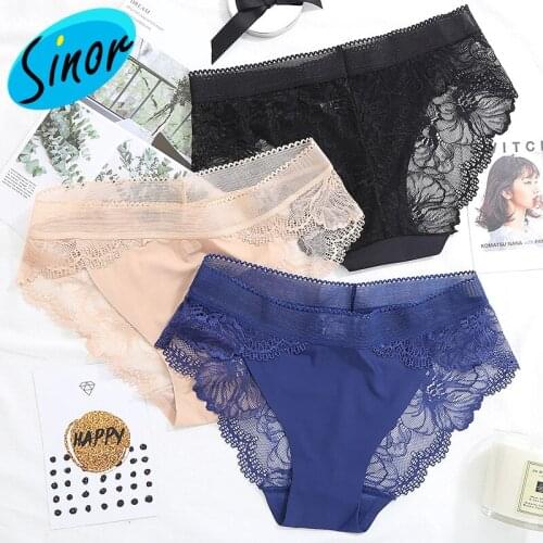 Seamless Mid-Waist Viscose Fiber Underwear Womens plus Size Sexy Lace Breathable Cotton Crotch Hip Briefs