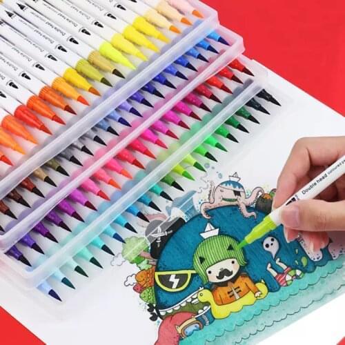 Double-ended watercolor pen Art Sketching Markers Drawing Set Double-head Watercolor paint brush pen Diary supplies Stationery
