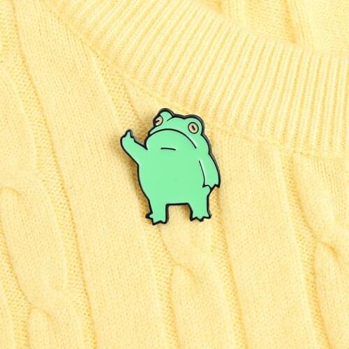 Lonely frog Enamel Brooch Pond beneficial insects frog Lapel Pin Bags clothes Customized badge gifts for friends