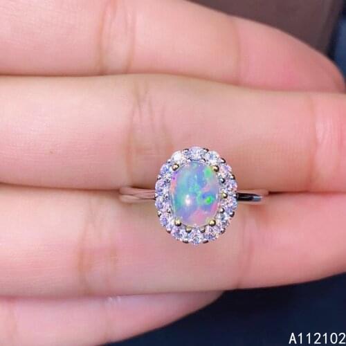 KJJEAXCMY fine jewelry S925 sterling silver inlaid natural opal new girl exquisite ring support test Chinese style hot selling