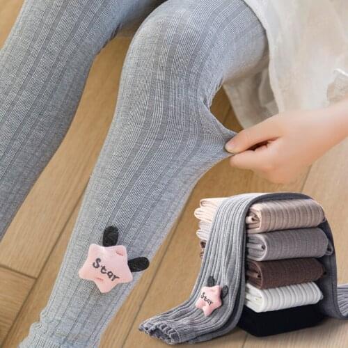 Girls' leggings spring and summer cotton star lace cropped trousers childrens pantyhose all-match outer wear long pants