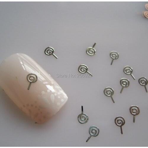 MS304-1 100pcs Halloween Series Silver Cute Lollipop Metal Sticker Nail Art Metal Sticker Nail Art Decoration Fancy Outlooking