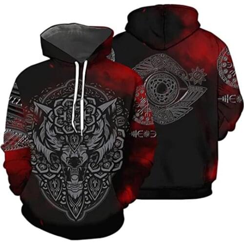 Viking Symbol Tattoo 3D Printed Mens Hoodies Harajuku Streetwear Autumn Hooded Sweatshirt Unisex Casual Jacket Tracksuits TD1192