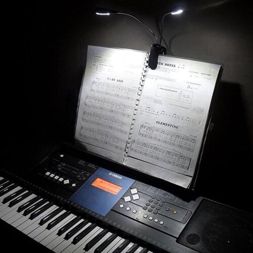 Adjustable 2 Dual Arms 4 LED Clip on LED Lamp for Music Stand and Book Reading Guitar Sheet Goosenecks Music Accessories