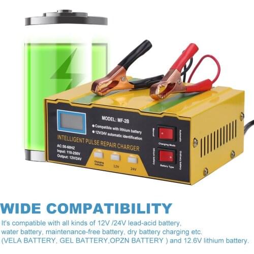 Newest Car Battery Charger 12V 24V Motorcycle Charger Repair Battery Charger Automatic Pulse Repair Car Battery Charging Device