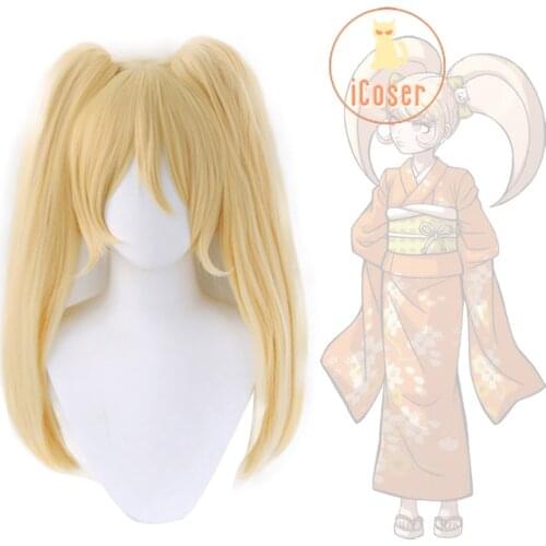 Danganronpa 3 Hiyoko Saionji Cosplay Wig Long Blonde Ponytails Dangan Ronpa Heat Resistant Synthetic Hair + Wig Cap