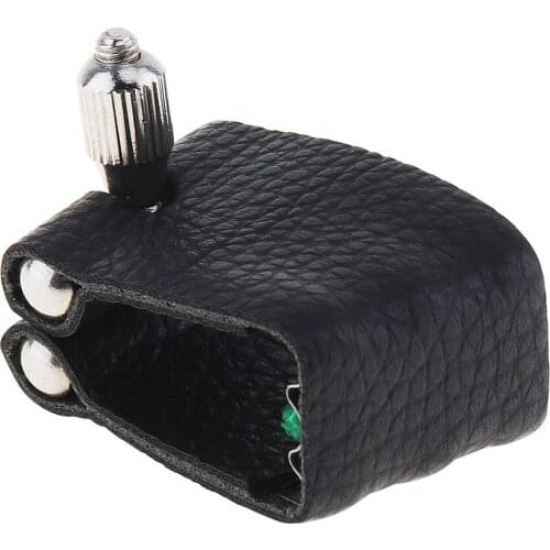Durable Beautiful Leather Ligature Alto Sax Mouthpiece Clip with Metal Pad for Alto Saxophone