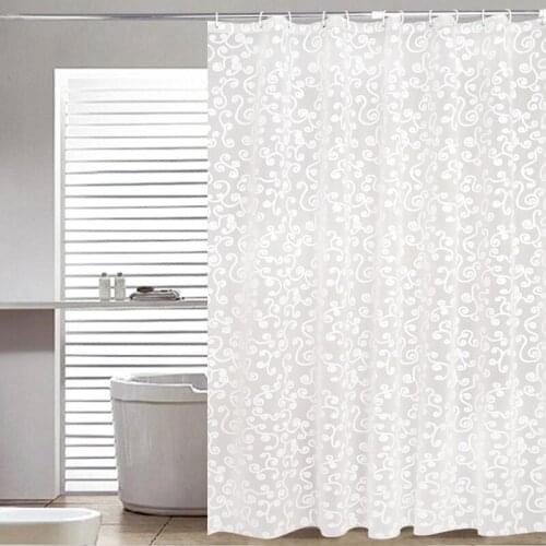 Simple Bath Curtain White Geometric Printed Protection PEVA Shower Curtains Plastic Waterproof Mold Proof Bathroom Products