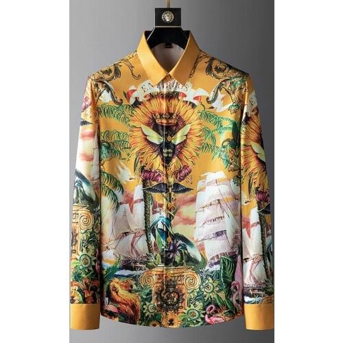 Business Social Formula Clothing Shirts Luxury Bee Print Men Shirt Slender Long Mouw 2021 Casual Shirt Streetwear Mens Clothing