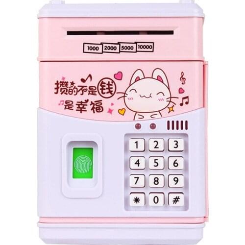 Cartoon Fingerprint Coin Bank Music Story Automatic Roll Money ATM Password Suitcase Savings Bank
