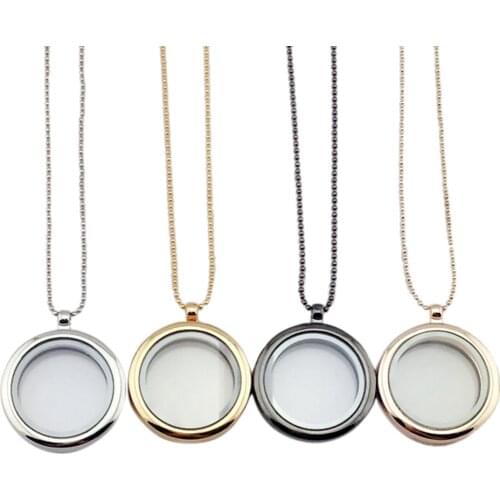 Glass Charms Pendant Necklace Dried Flower Real Round Locket Necklace Gold Chain Necklace Living Memory Women Jewelry Fashion