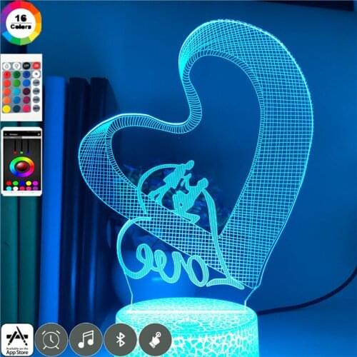 Heart Shape LED Night Light Touch Switch 3D Acrylic Lamp Smart Phone Remote Control Valentines Day Atmosphere Decor Nightlight