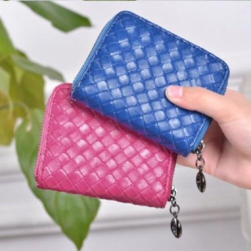 Stock Clearence XGRAVITY Weave Design Small Wallet Square Women ID Card Holder Fashion Ladies Coin Purse Knitting Wallets Girls