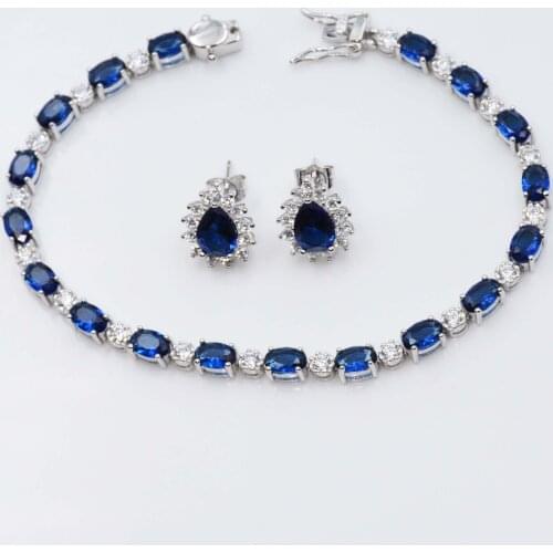High Quality 925 Sterling Silver AAA CZ Ruby / Emerald / Blue Sapphire / Black Opal Jewelry Sets for Retail Or Wholesale Wedding