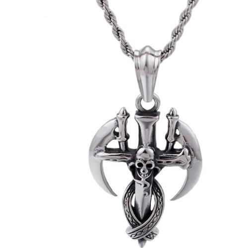 Stainless Steel Jewelry Death Scythe Pendant Cool Boy Cross
