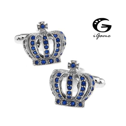 Factory Price Supply Royal Copper Material Blue Royal Crown Style Cuff Links