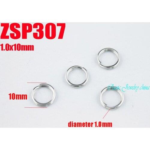 1.0x10mm stainless steel key-ring split ring Key Chain jewelry DIY accessories parts 1000pcs ZSP307