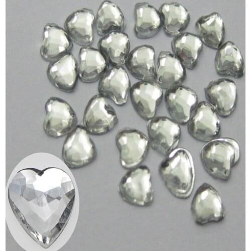 1000 Clear Acrylic Mini Faceted Heart Flatback Rhinestone Gems 3mm 4mm Nail Tips