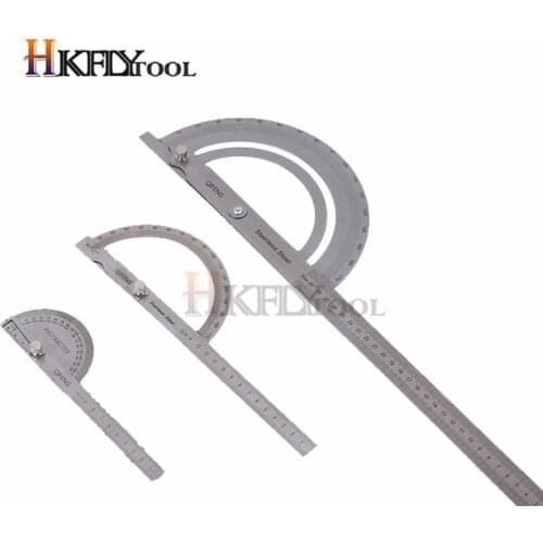 150mm Stainless Steel Round Head 180 degree Protractor Angle Finder Rotary Measuring Ruler Machinist Tool 10cm Craftsman Ruler