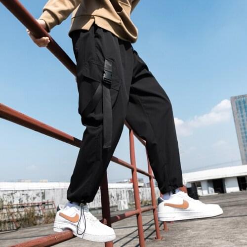 2021 New Hip Hop Joggers Cargo Pants Men Harem Pants Multi-Pocket Ribbons Man Sweatpants Streetwear Casual Mens Pants S-4XL