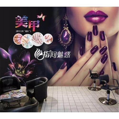 Custom 3d wallpaper fashion nail art decorative painting retro hand-painted beauty clothing store tooling background wall paper