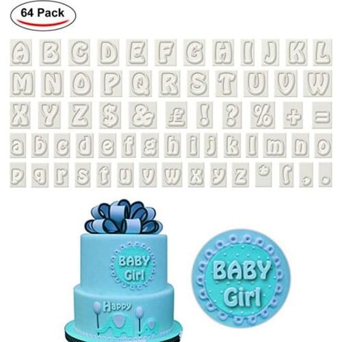 64Pcs Alphabet Letter Cutters Handmade Fondant Cake Decorating Plastic Cookie Cutter Pastry Utensils DIY Baking Cake Tools
