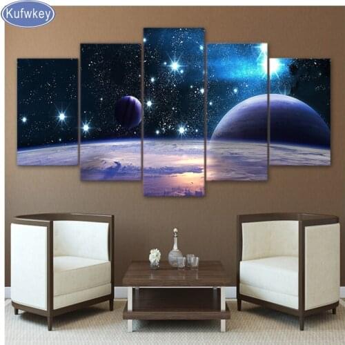 Full Square round drill 5D DIY Diamond Painting Universe Galaxy 5 Panel Space Planet,mosaic Diamond Embroidery Cross-Stitch,deco