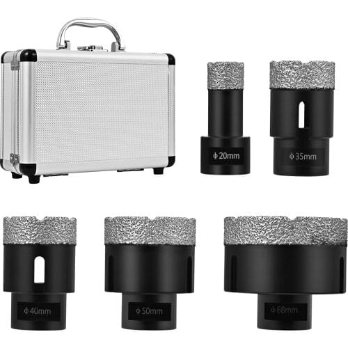 Diamond Core Bits Set Vacuum Brazed Diamond Perforating Drill Bit Set 5pcs 20/35/40/50/68 Mm For Drilling Ceramic Tiles Granite