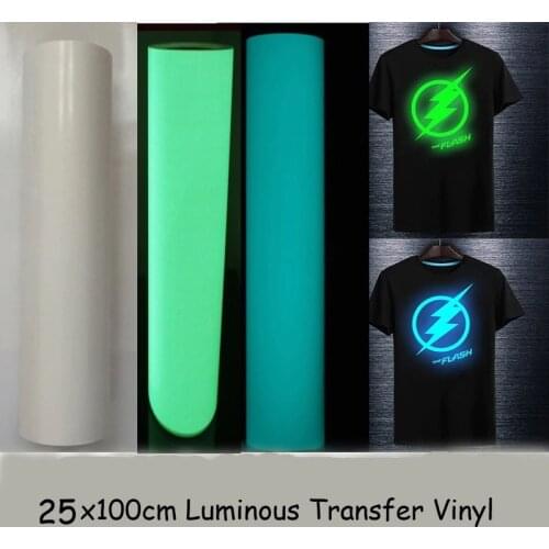 Free shipping High Quality 25cmx100cm T-shirt Luminous PU Heat Transfer Vinyl Print Cutting Plotter Heat Press Iron ON