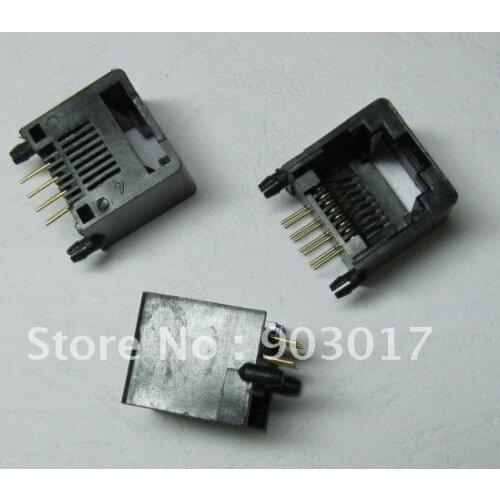 Black 8P8C Without flange Side entry Modular Network PCB Jack Connector 360 pcs por lot