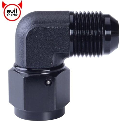 Evil energy Oil Fuel Fittings Anodized Aluminum Fuel Adapter 90 Degree Female AN Swivel Adaptors To Male Black