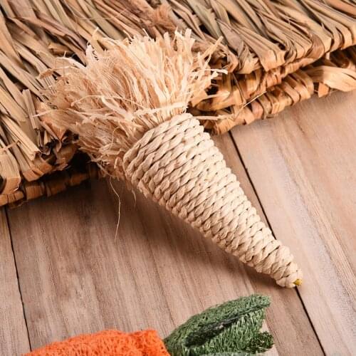 Grass Radish Guinea Pigs Gift Handle Rope Straw Pet Teeth Hamsters Funny Rabbit Play Carrot Biting Chew Toy Braided Supplies