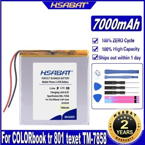 HSABAT 32100100 7000mAh Battery for COLORbook tr 801 texet TM-7858 lrbis TZ 82 7 inch 8 inch 9inch 33100100 Batteries