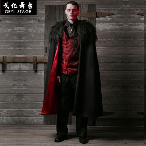 Mens Gothic Vampire Costumes Europe Vampire Adults Man Cosplay Outfit For Halloween Carnival Party Role Play Costumes