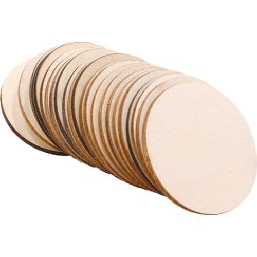 25pcs Unfinished Round Wooden Disc Blank Wood Cutout Circles Slices Discs DIY