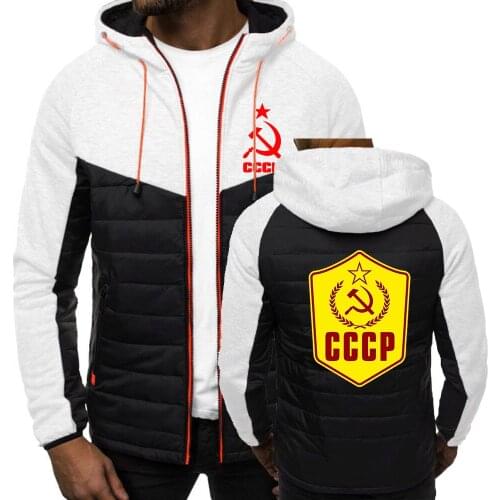 New Spring Autumn Men CCCP Thicken Fashion Print Coat Cotton Male Casual Padded jackets Sport Zipper Popular Tops