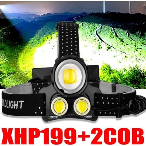 2021 Upgrade XHP199 16-Core Powerful Lantern Headlamp LED USB Flashlight XHP50 Headlight Rechargeable 18650 Zoom Torch Light