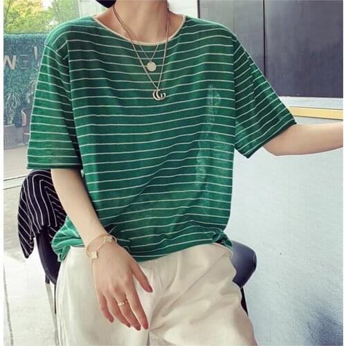 2021 Limited Hot Sale 20517 (4 1 Ranked No. 7) The Film Web Celebrity Figure Round Collar Stripe Short Sleeve T-shirt [2000] 29