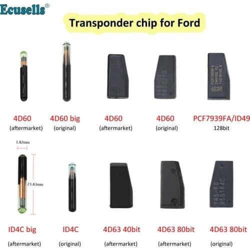 Original/Aftermarket Auto Transponder Car Key Chip 4D60 4D63 80Bit 4C ID4C PCF7939FA ID49 for Ford Fiesta C max Focus Espace