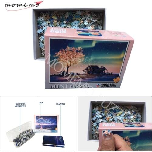 MOMEMO Beautiful Aurora 1000 Pieces Jigsaw Puzzles Wooden Nature Landscape Puzzle for Adults Kids Education Puzzles Games Toys