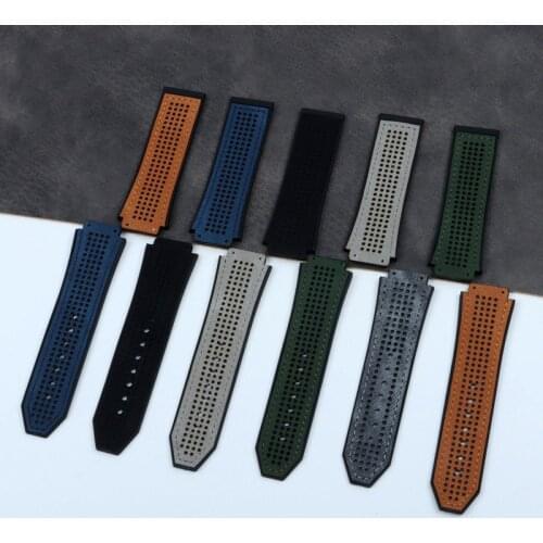 25*19mm nature Silicone Rubber lea band For Hublot strap For big bang Men Watchband watch belt Fusion with Logo Deployment Clasp