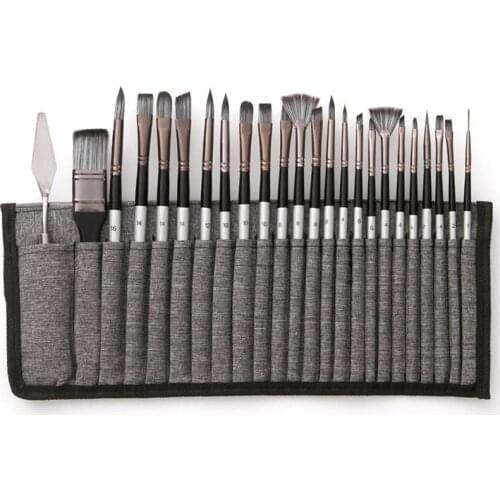 24Pcs/Pack Nylon Hair Watercolor Paint Brush Sets Wooden Handle Pen Scrubbing Scraper Acrylic Art Painting Brushes Supplies New