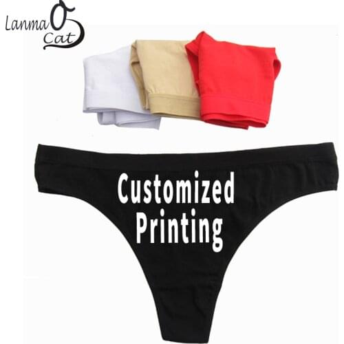 Sexy Women Custom Printing G string Underwear Cotton Panties for Lady Breathable Thongs Underwear Lingerie Underpant
