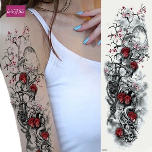 Full Arm Temporary Tattoo, Konsait Extra Temporary Tattoo Black tattoo Body Stickers for Man Women