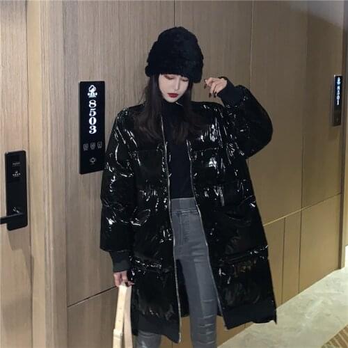 Make firm offers ~ ins the glossy long hip-hop thickening in loose long-sleeved cotton cotton-padded jacket coat female tide
