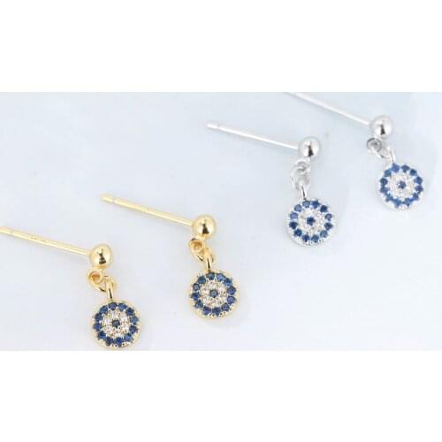 REETI 925 sterling silver Round devils eye Stud Earrings for Women Elegant Wedding Jewelry pendientes mujer moda 2019 Brincos