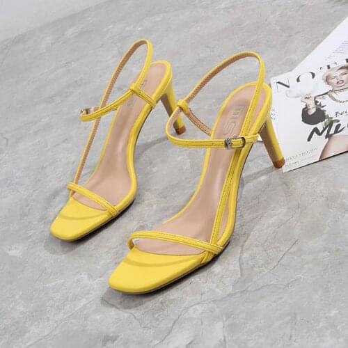 Summer ladies shoes 2021 sexy open toe party comfortable high heels new fashion narrow band Ankle strap sandals casual 7.5cm