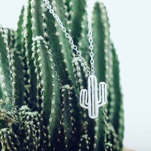 New 925 Sterling Silver cactus Necklaces Pendant Fashion Sterling Silver Jewelry Statement for Women Bijoux