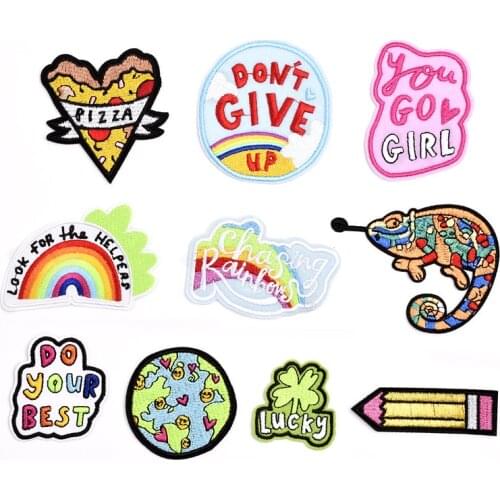 1PCS Pokemon Letter Rainbow Patch Fish Cheap Embroidered Cute Patches Kids Iron On Cartoon Patches For Clothing Jeans DIY Badges