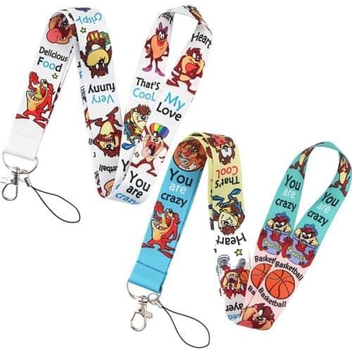 24pcs Tasmanian Devil Neck keychain necklace webbings ribbons Anime Cartoon Neck Strap Lanyard ID badge holder Keychain Lanyards